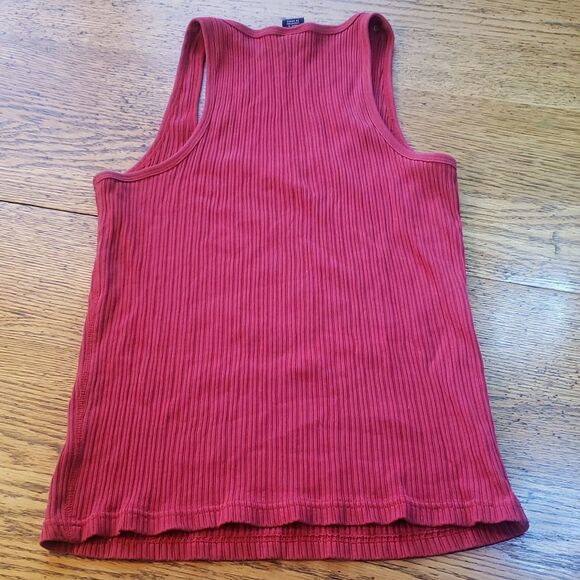 Vintage Gap Women's M Sleeveless Red Ribbed Cotton Tank Top Retro Y2K - Picture 2 of 7